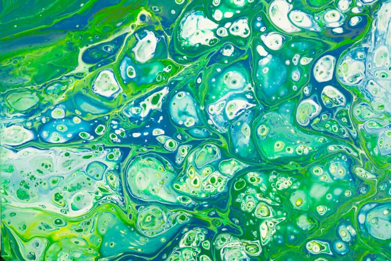 green and white abstract painting